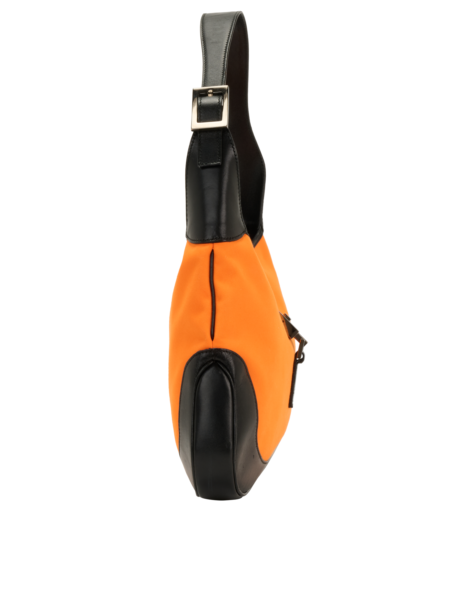 Jackie Shoulder Bag, &pound;320, Handbags, Black/Orange, Leather/Nylon, Side view